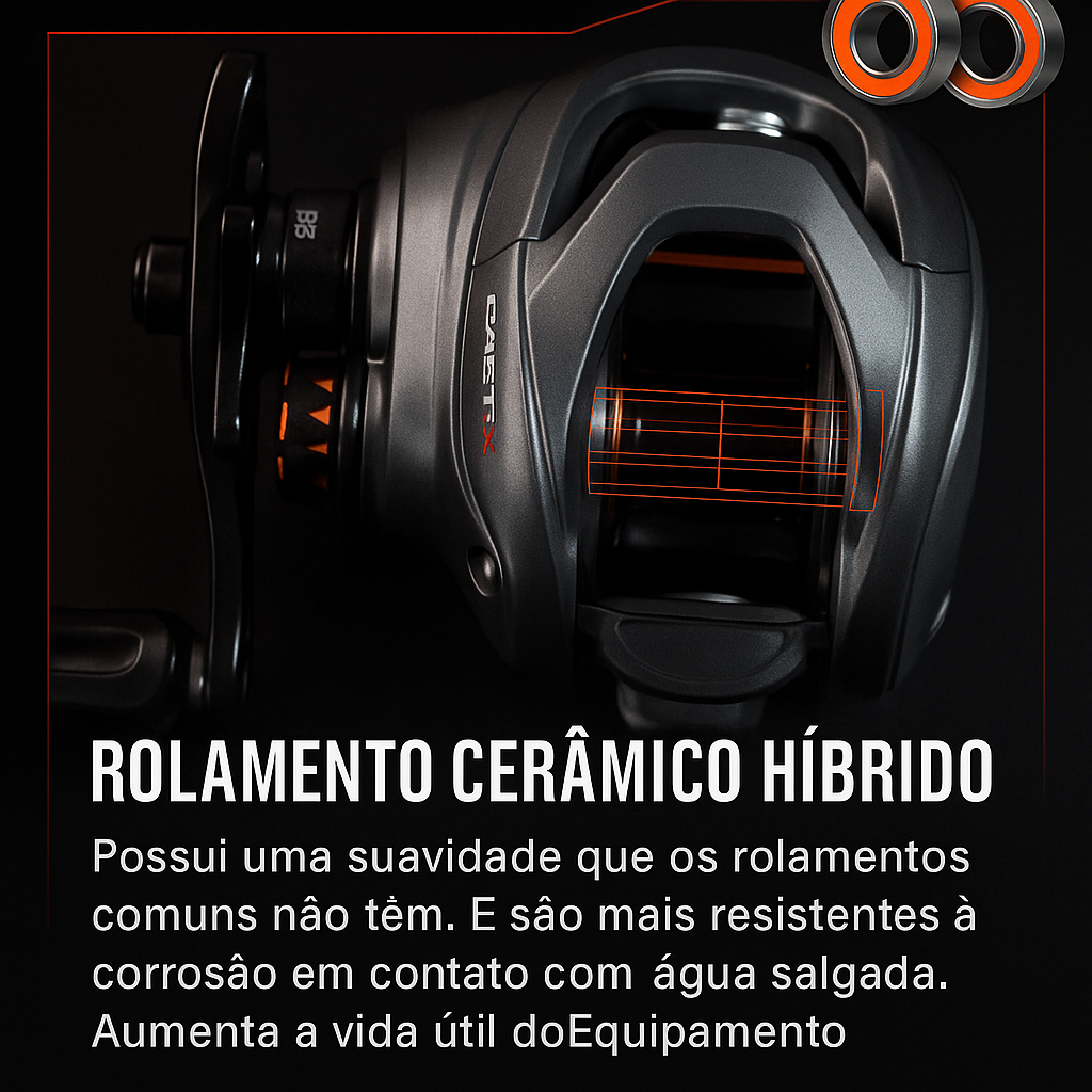 Carretilha Seasir Cast XZ, Recolhimento 7.3:1, 189g Peso, 9kg Arrasto