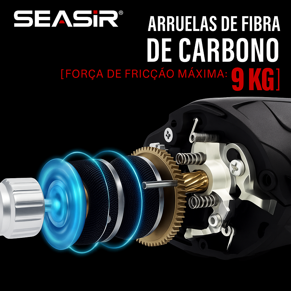 Carretilha Seasir Cast XZ, Recolhimento 7.3:1, 189g Peso, 9kg Arrasto