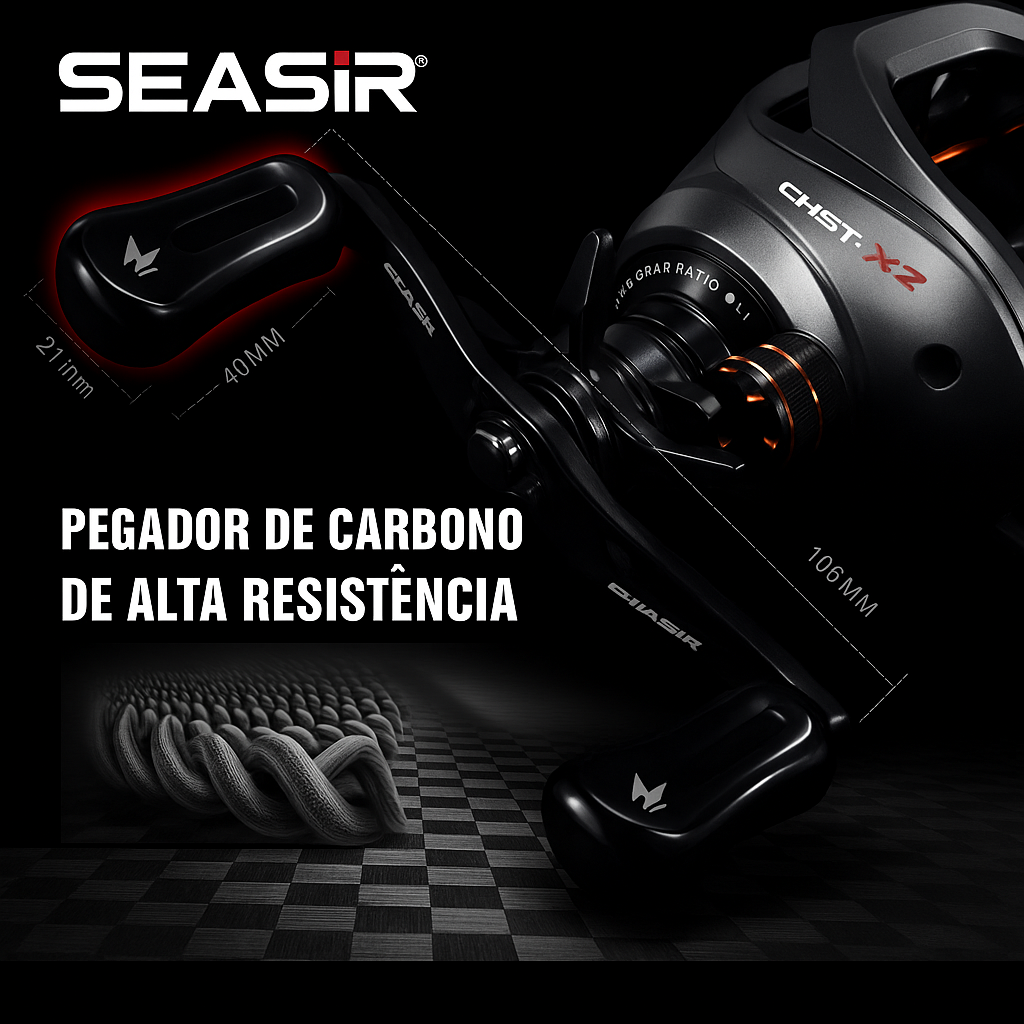 Carretilha Seasir Cast XZ, Recolhimento 7.3:1, 189g Peso, 9kg Arrasto